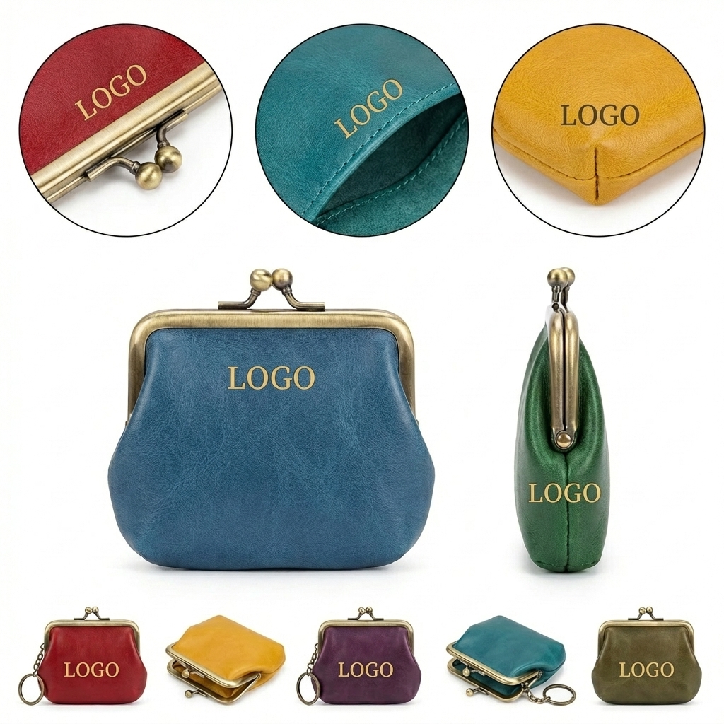 Multi-Color Faux Leather Snap Closure Coin Pouch