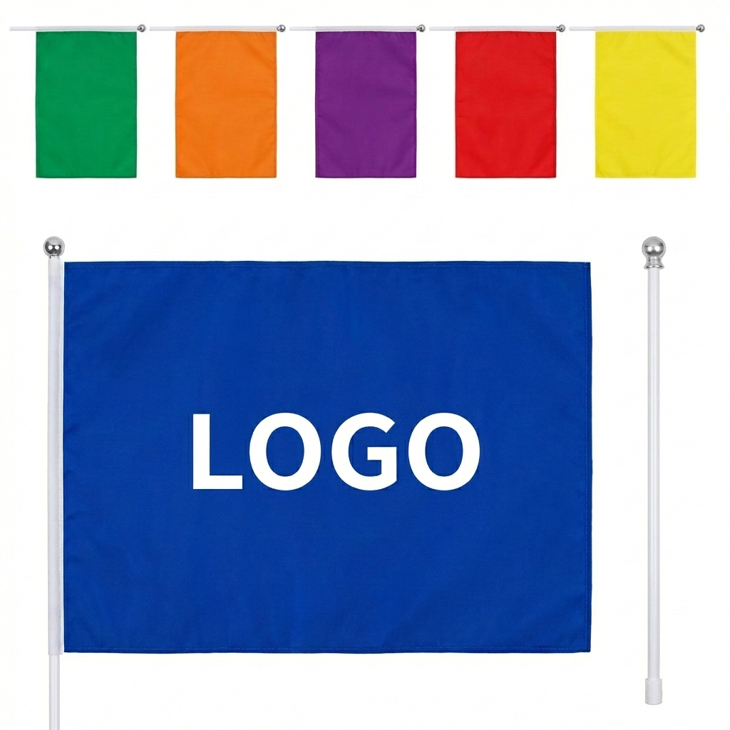 Vibrant Solid Color Handheld Parade Flags with Plastic Sticks