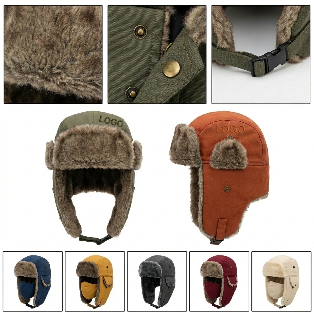 Windproof Ski Mask Beanie with Ear Flaps for Cold Weather Outdoor Activities