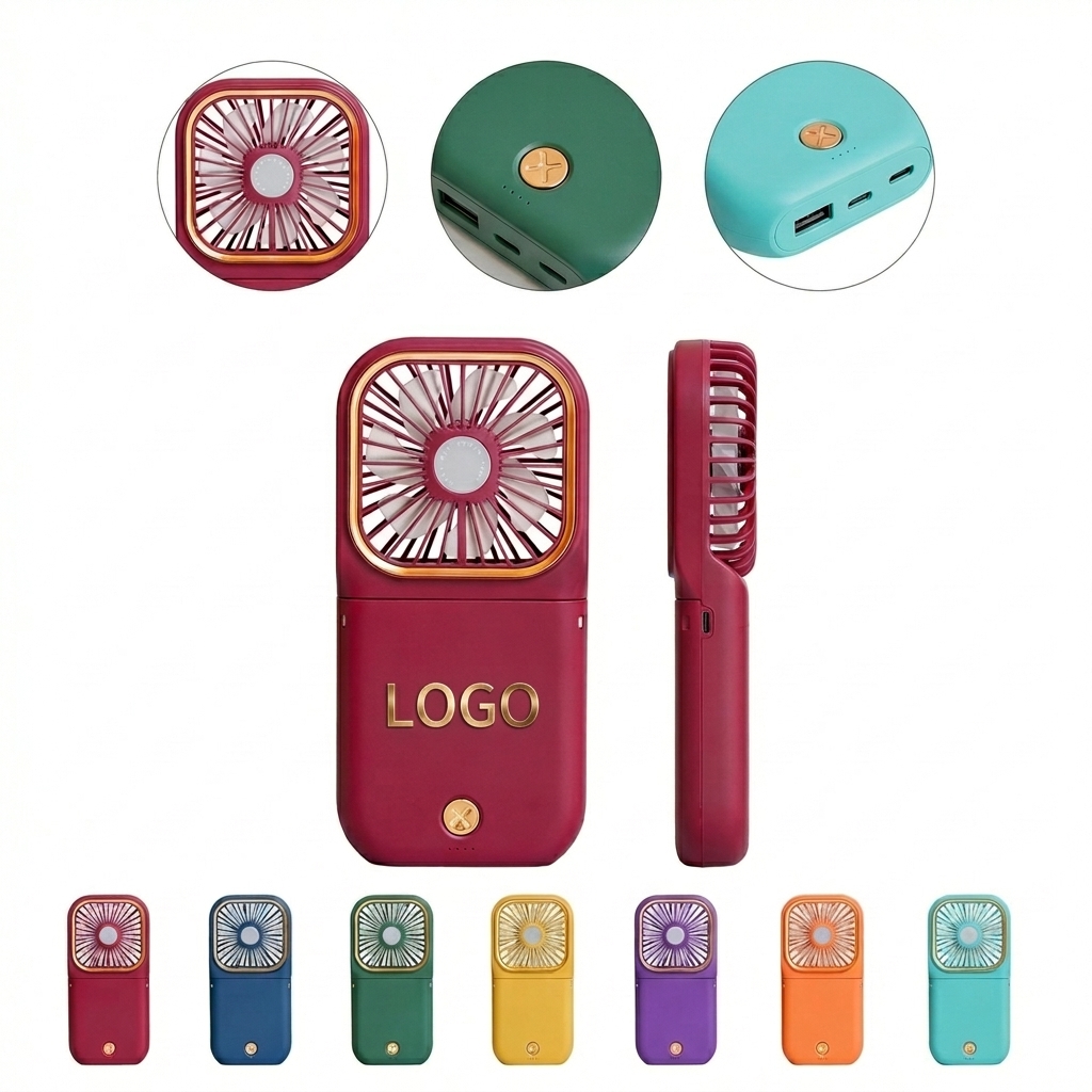 3-Speed Portable Fan with Phone Stand & 3000mAh Power Bank
