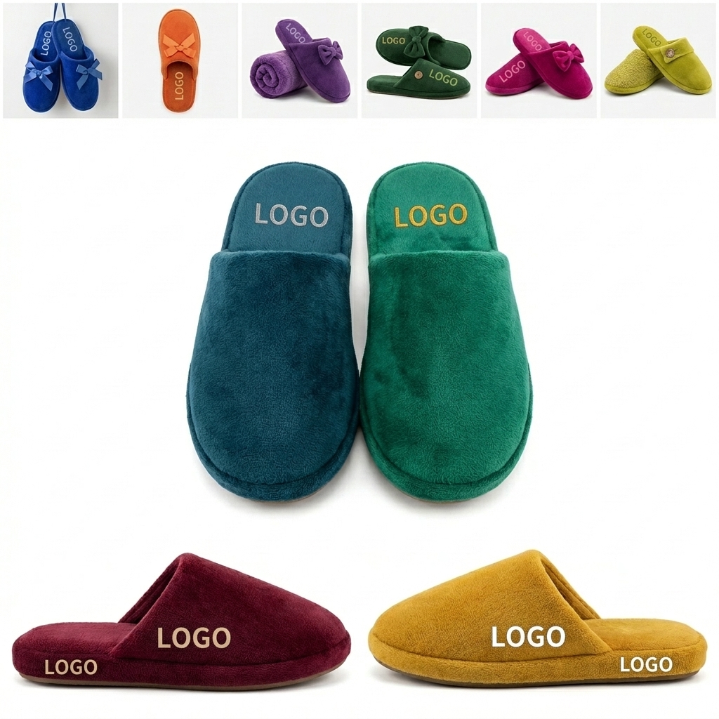 Velvet-Touch House Slippers with Decorative Bow & Non-Slip Sole