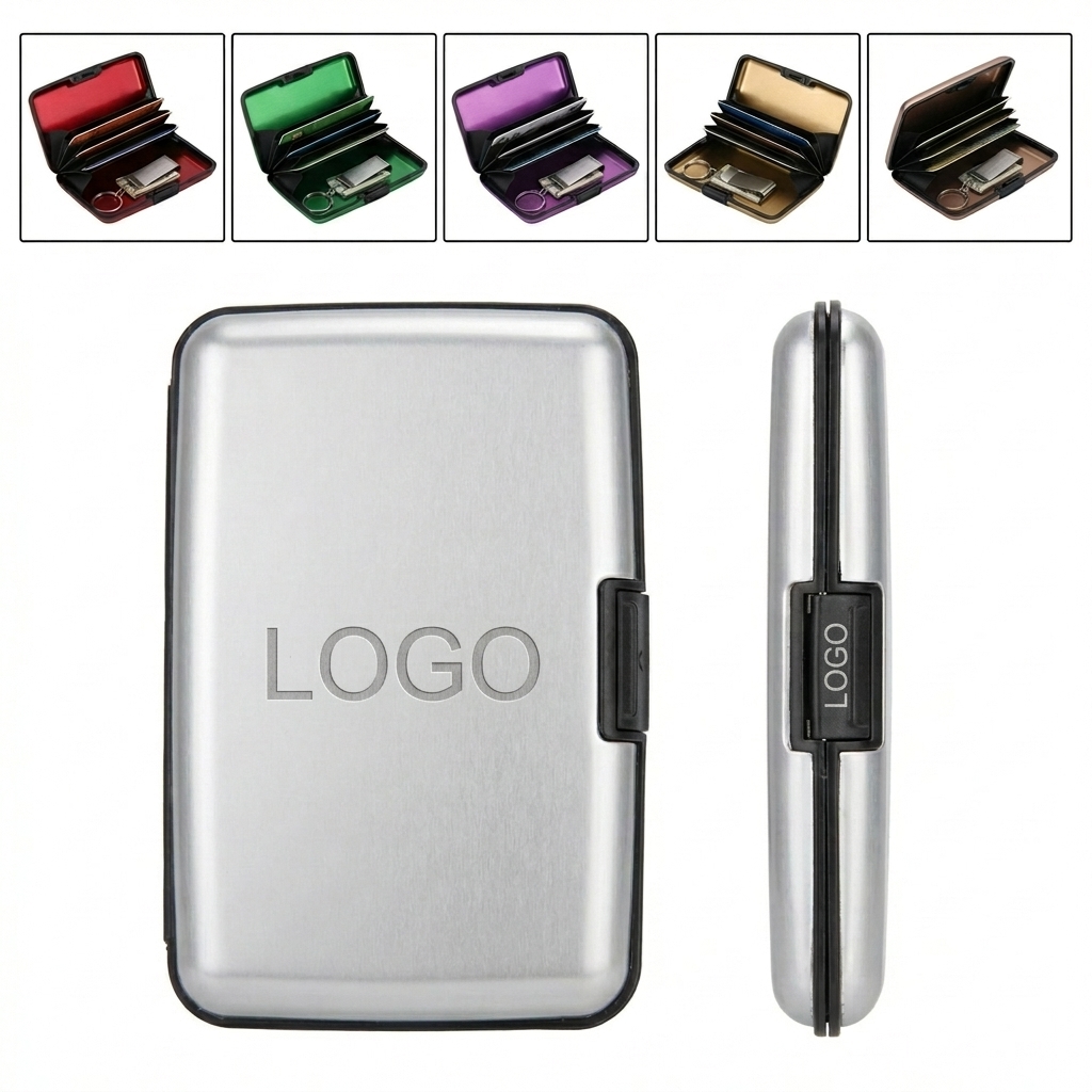 Stylish Aluminum Card Holder with RFID Protection and Secure Clasp