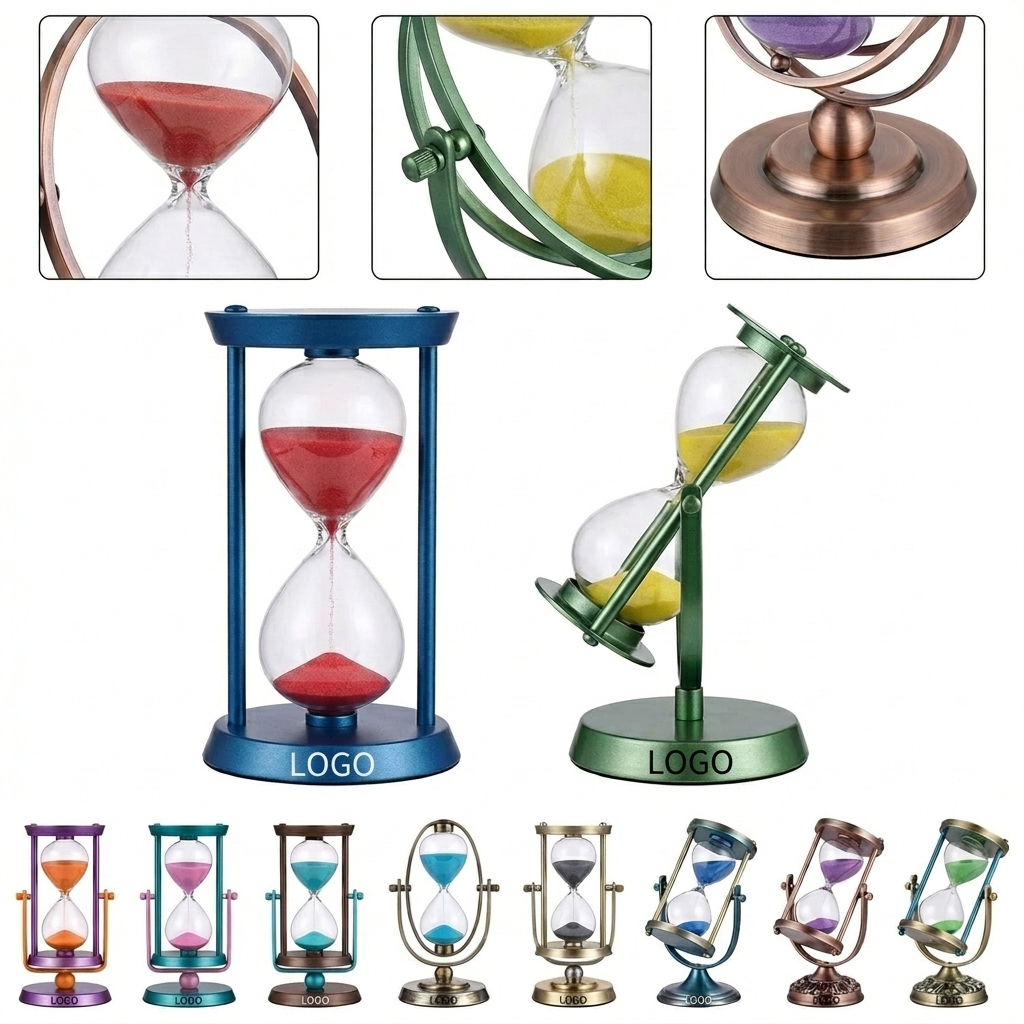 Multicolor Alloy Sandglass Timer with 720° Adjustable Base