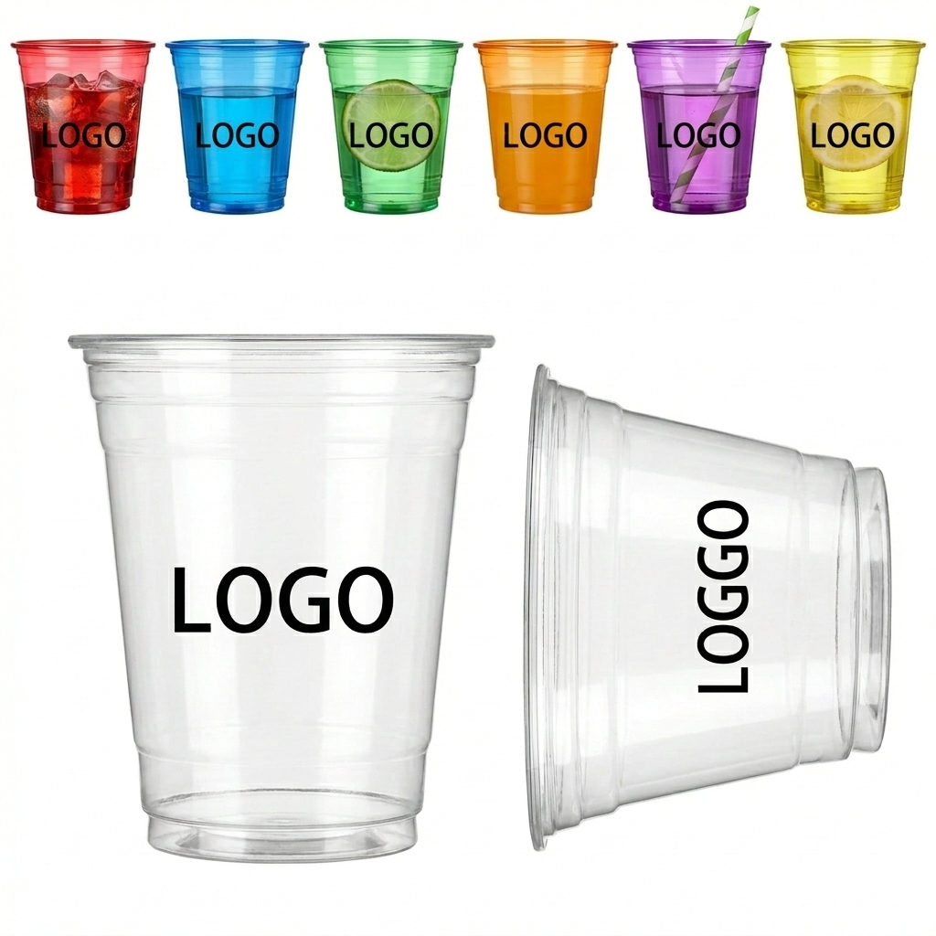 Premium 2 oz Disposable Plastic Cups - Assorted Colors & Clear