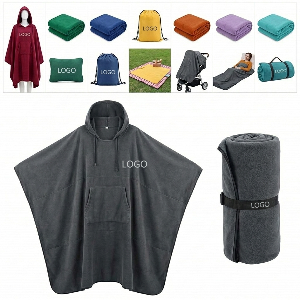 All-Season Waterproof Hooded Blanket for Camping, Picnics & Rain Poncho