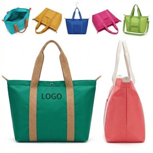 Colorblock Canvas Tote Bag