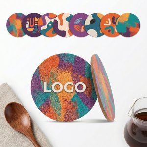 Cork Coaster Set with Vibrant Printed Designs