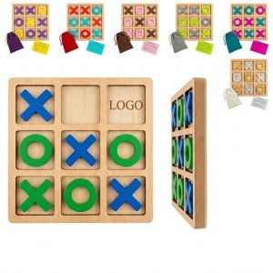 Portable Wooden Tic Tac Toe Game Set for Kids and Adults