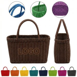Multicolor Plastic Woven Storage Basket - Versatile Home & Picnic Organizer